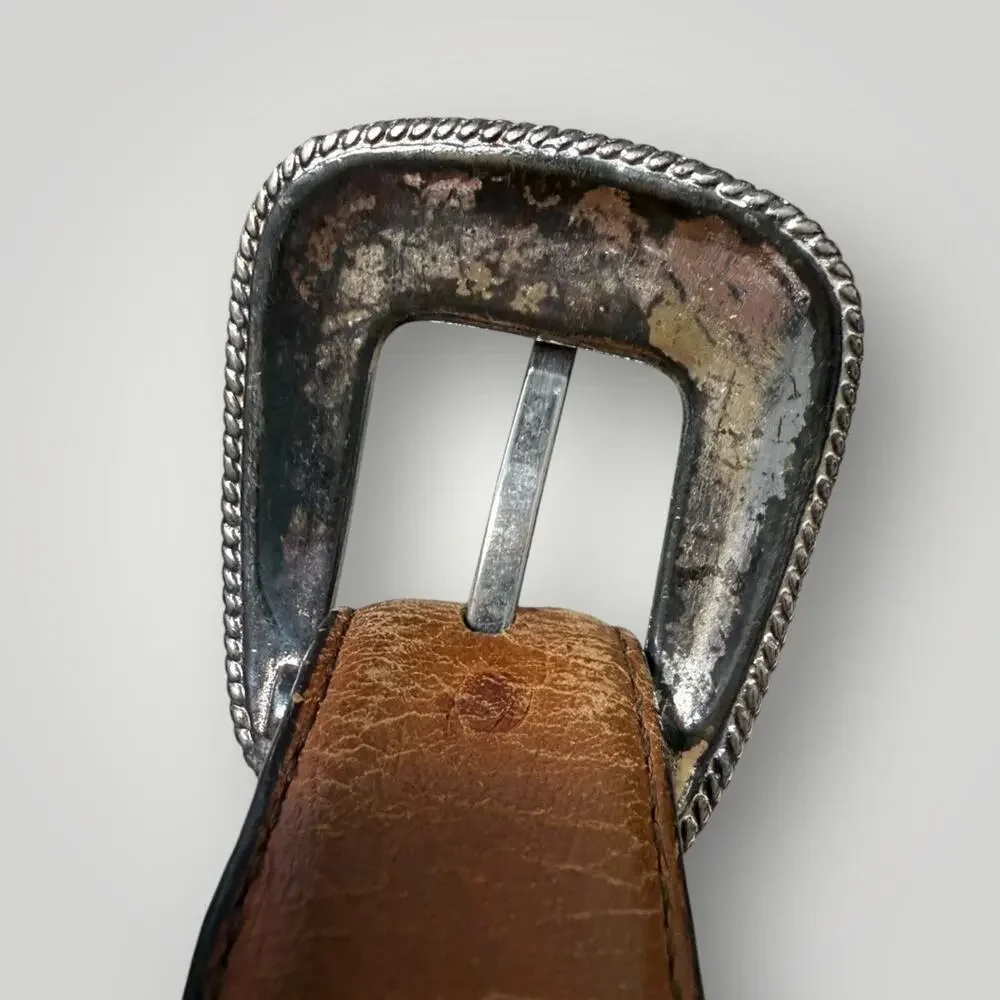VTG TONY LAMA buckle belt brown leather western cowboy Size 36